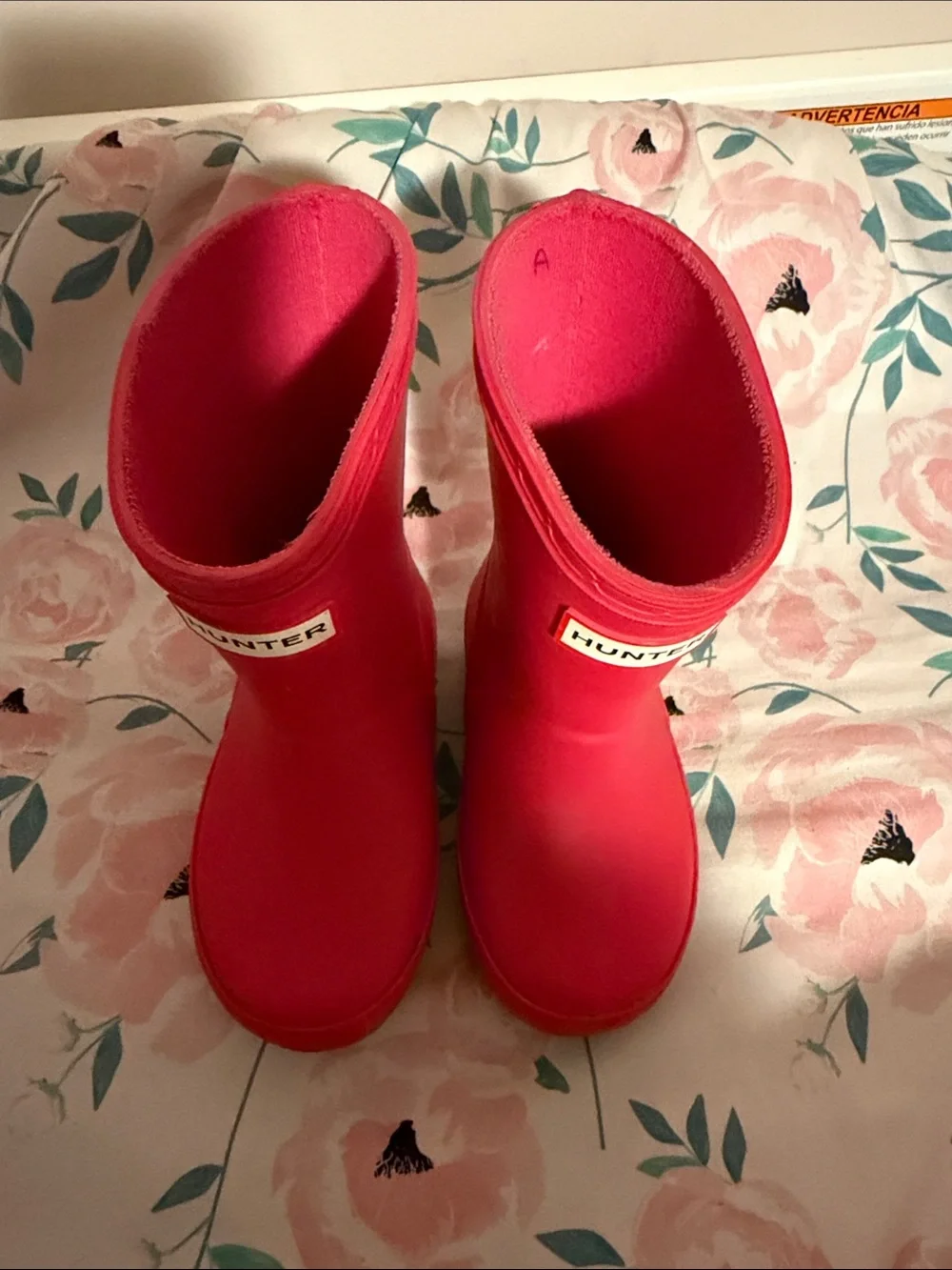 Hunter Children's Bright Pink Rubber Rain Boots